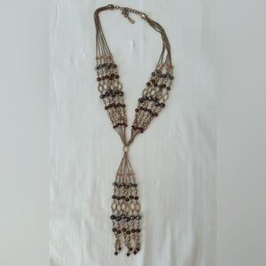 Amber Crystal Dangling Necklace